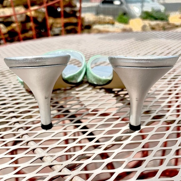 CAPARROS BAYLIE GREEN SEQUINED KITTEN HEEL SANDALS - Picture 7 of 7